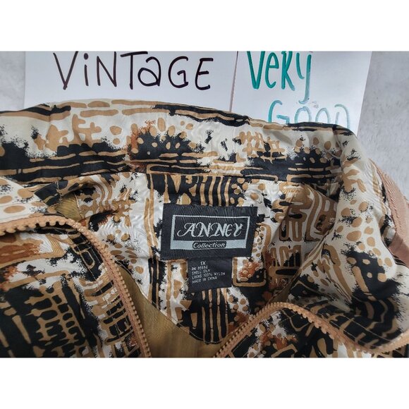 Vintage Anney Collection Womens Abstract Print Silk Bomber Jacket 1X Lightweight - Picture 4 of 10